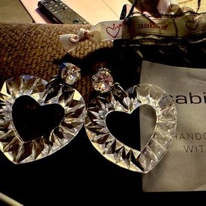 Sabika clear heart earrings. Retired. With clear stone stud